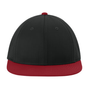 Sport-Tek Pro-Cut Stretch-Tek Cap, Black/ Deep Red/ Black, front view