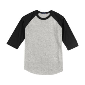 Sport-Tek Colorblock Raglan Jersey, Heather Grey/ Black, front view