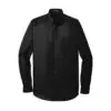 Port Authority Long Sleeve Carefree Poplin Shirt, Deep Black, front view