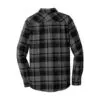 Port Authority Plaid Flannel Shirt, Grey/ Black, back view