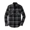 Port Authority Plaid Flannel Shirt, Grey/ Black, front view