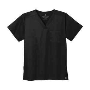 Wink Unisex WorkFlex Chest Pocket V-Neck Top, Black, front view
