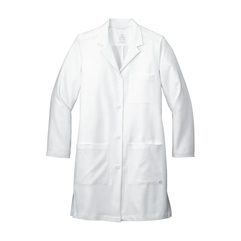 Wink Women's Long Lab Coat, White, front view