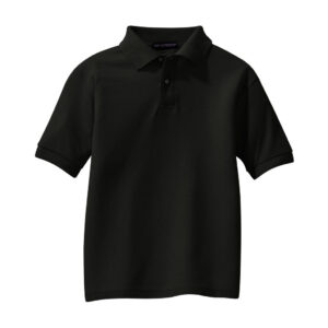 Port Authority Youth Silk Touch Polo, Black, front view