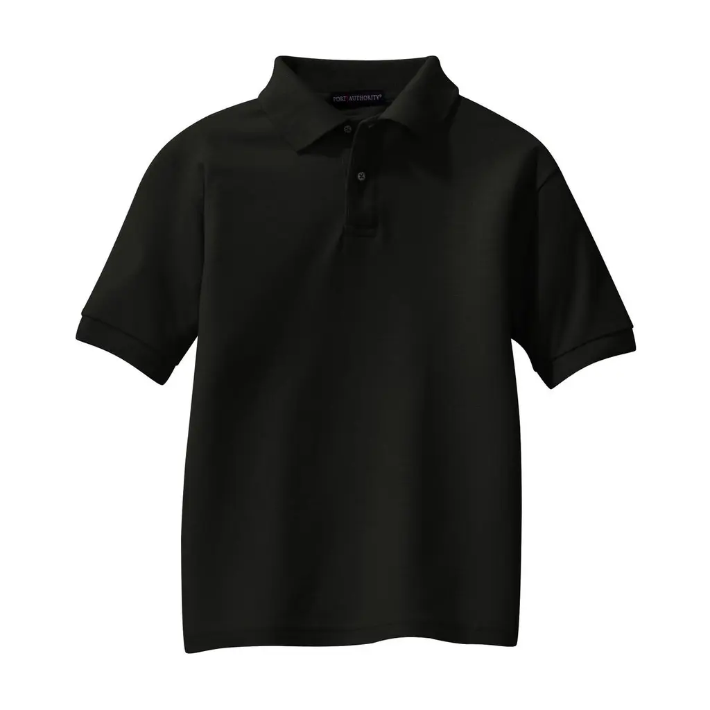 Port Authority Youth Silk Touch Polo, Black, front view