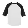 Sport-Tek Youth Colorblock Raglan Jersey, White/ Black, back view