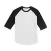 Sport-Tek Youth Colorblock Raglan Jersey, White/ Black, front view