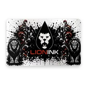 Lion Ink Print custom NFC business card with the Lion Ink logo and lion artwork